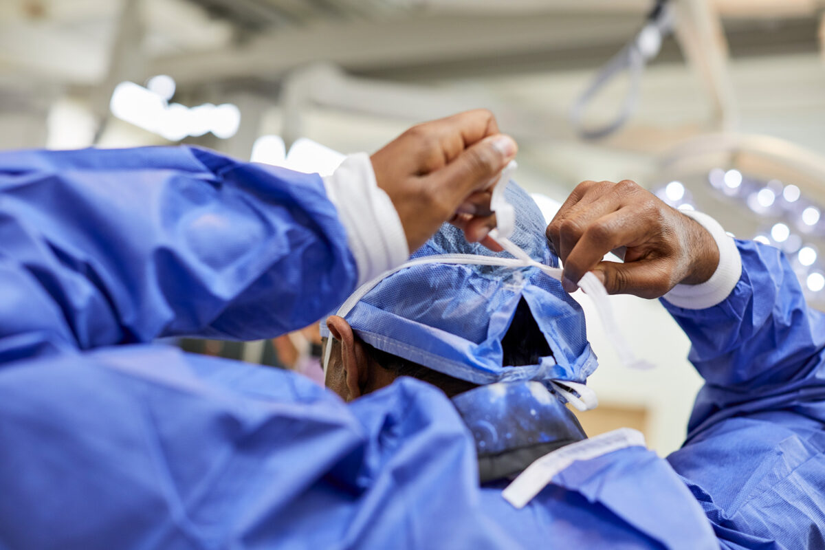 OR nurse preparing for surgery