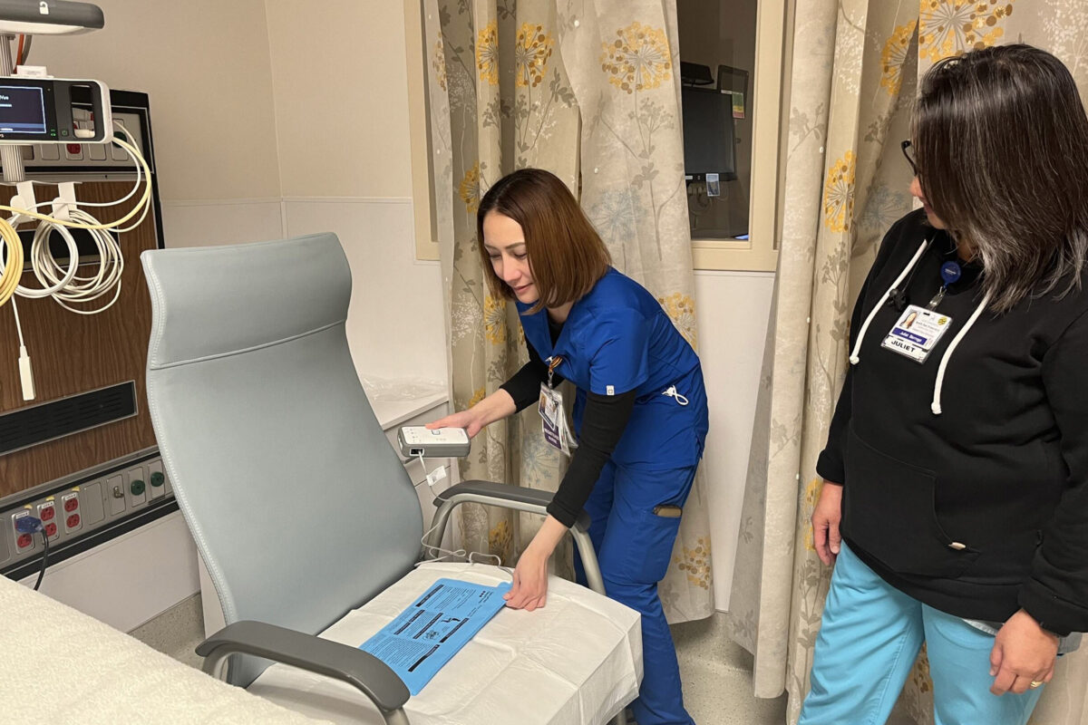 Nurse with a chair