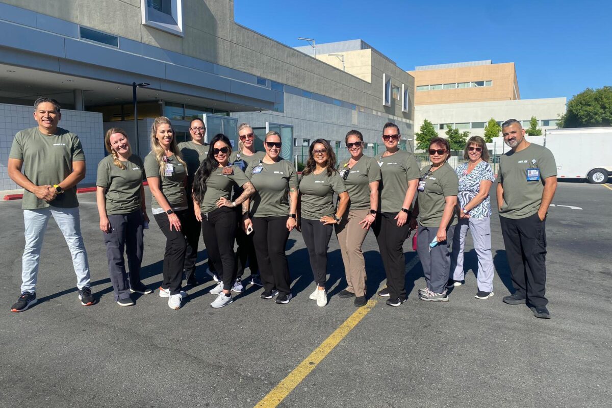 Group of nurses outside at a disaster drill