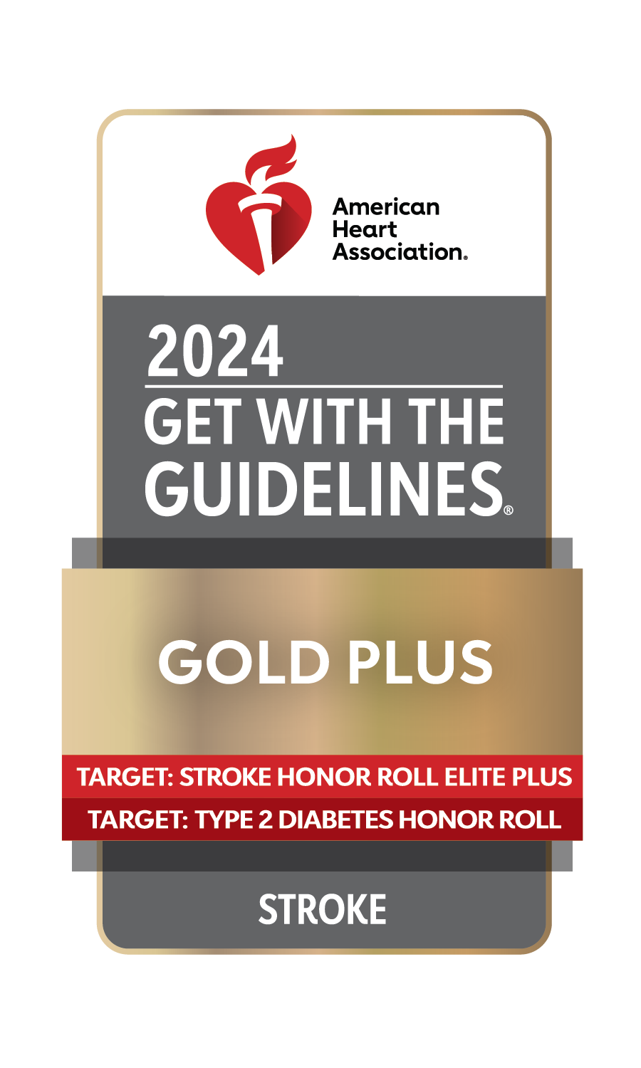 AHA Get with the Guidelines Gold Plus Target Stroke Elite Plus Honor Roll Target Type 2 Diabetes Honor Roll