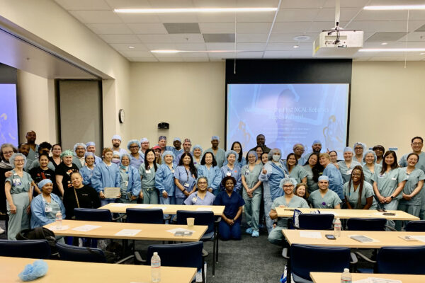 large group of nurses in a conference room