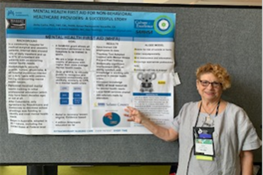 Nurse at a poster