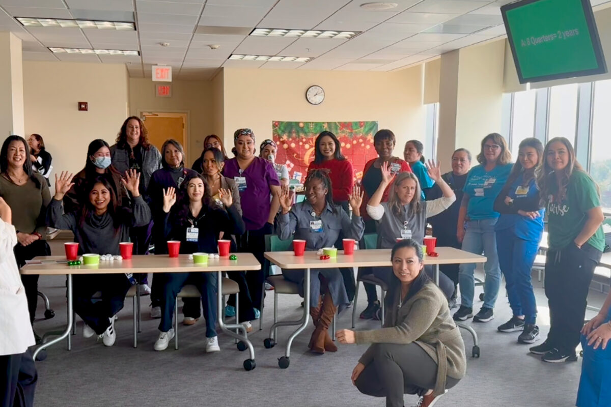 Nurses playing a game.
