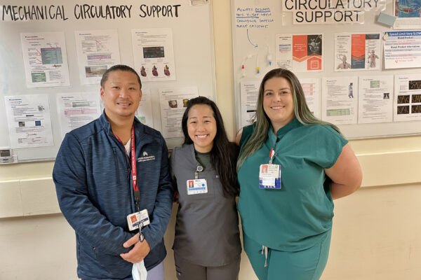 Hai Nguyen, RN, Stacy Hull, clinical nurse specialist and regional clinical practice consultant, and Juliana Ruth, RN.