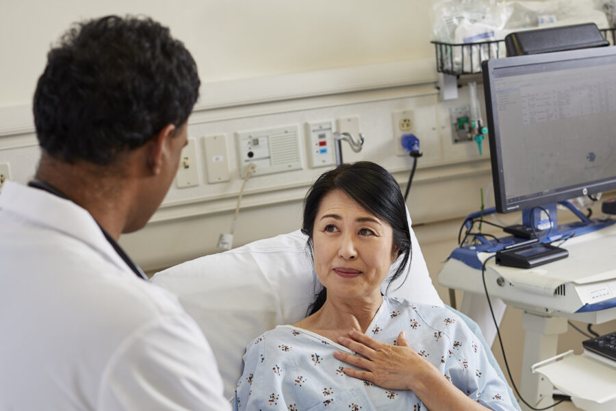 woman in hospital bed